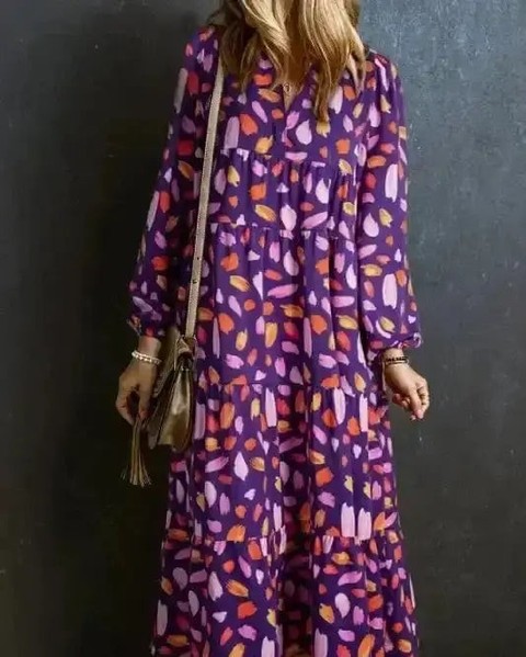 Your wardrobe needs this romantic maxi. The petal detailing and flattering V-neckline create effortless elegance, while the tiered skirt flows beautifully with every step. Long sleeves, lightweight fabric, and easy care make it perfect for any occasion.

#MaxiDress #RomanticStyle #ElegantFashion #WeddingGuest #FlowingDresses