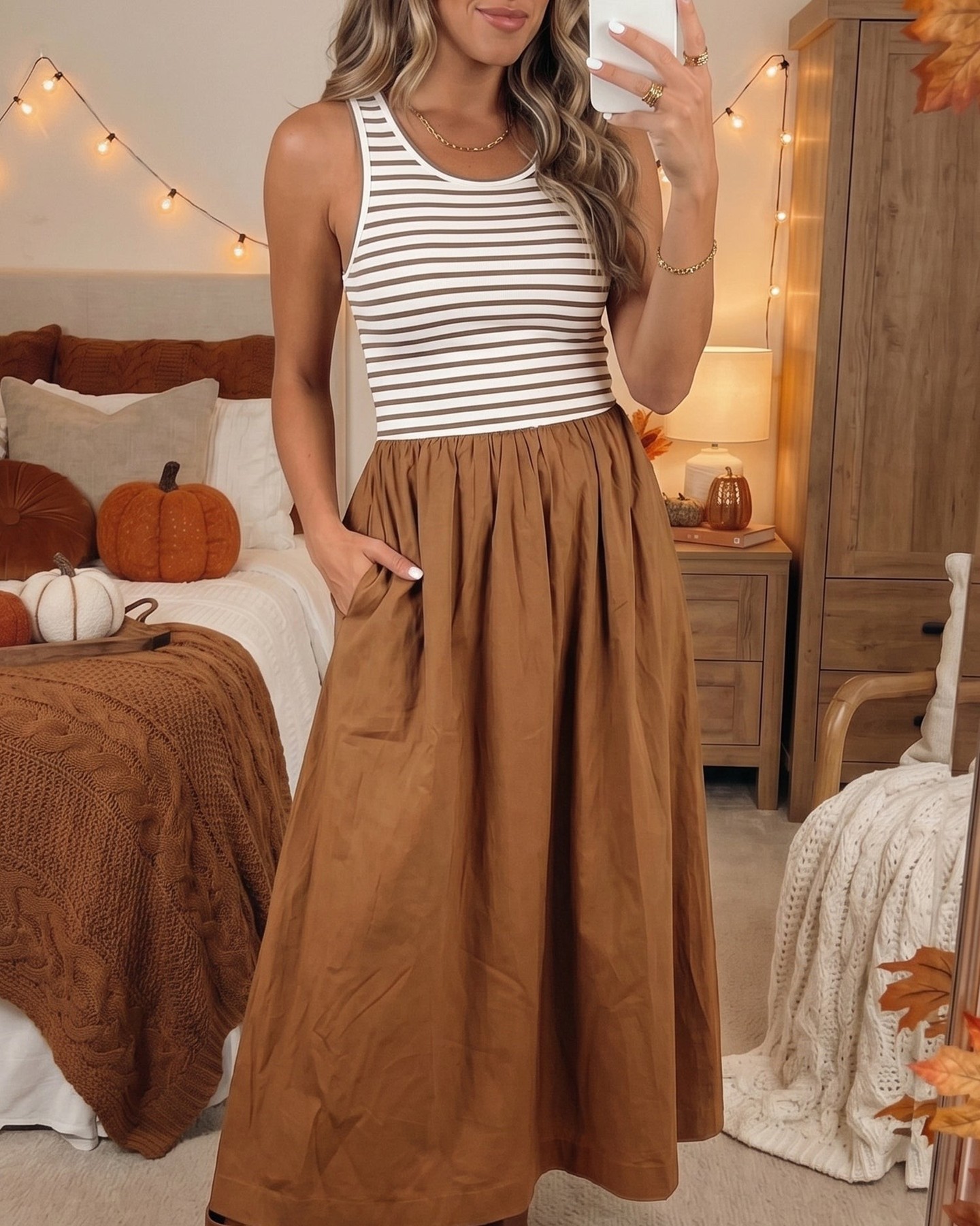 Ever noticed how one dress can make everything else in your wardrobe click?

This striped colourblock sleeveless maxi is that dress. The warm chestnut, cream, and caramel tones give you effortless style that works for literally any occasion — casual days, dinners out, weekends away.

The A-line cut flatters everyone, and the 50% cotton 50% Lyocell blend keeps you comfortable all day long. No fussing, no overthinking.

Now at £30.23 — grab yours before it's gone.

#MaxiDress #ColourblockStyle #WomensFashion #SleevelessDress #FallFashion