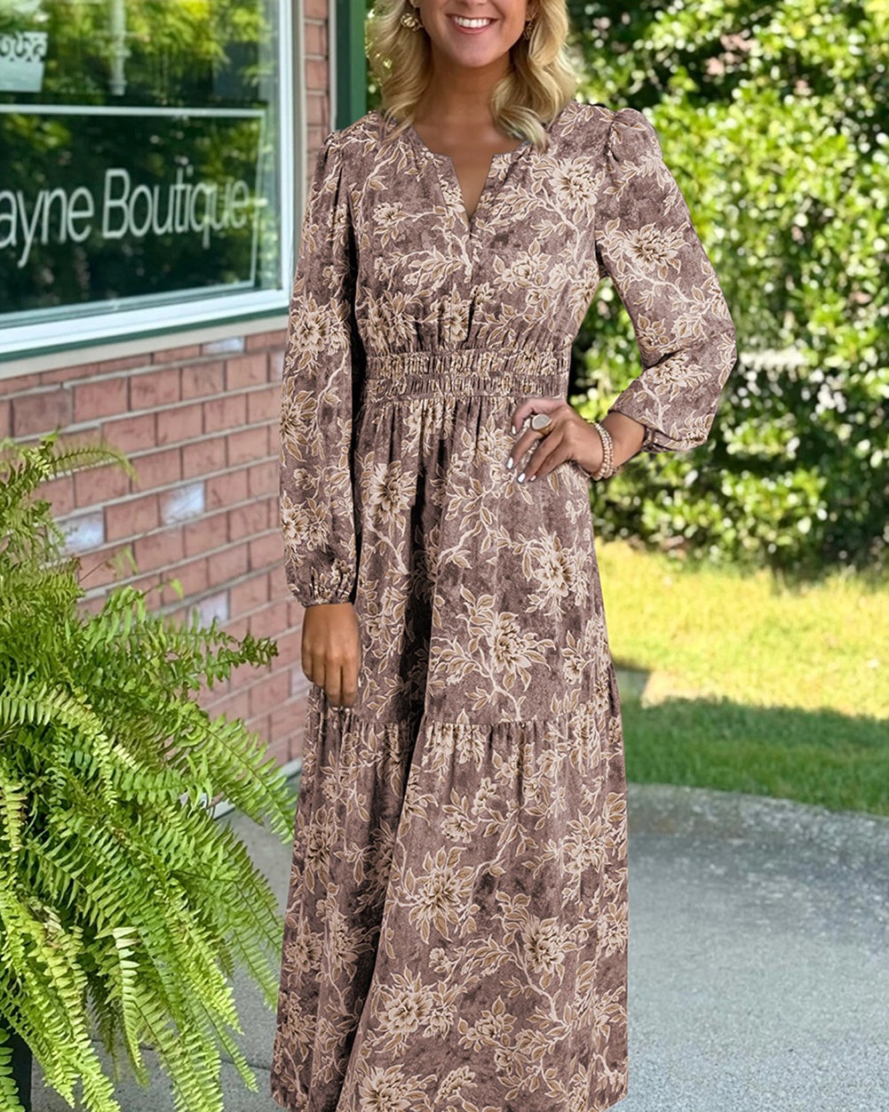 Ever wondered how to look effortlessly elegant while staying comfy all day?

This brown floral maxi dress does exactly that. The smocked high waist flatters your figure, while the flowy silhouette lets you move freely. Perfect for vacations, weekend brunches, or just feeling good in what you wear.

Long sleeves + maxi length = timeless bohemian vibes that work year-round.

Now at £28.93 (was £32.15).

#FloralMaxiDress #BohemianStyle #SmockedDress #VacationOutfit #FashionFitz