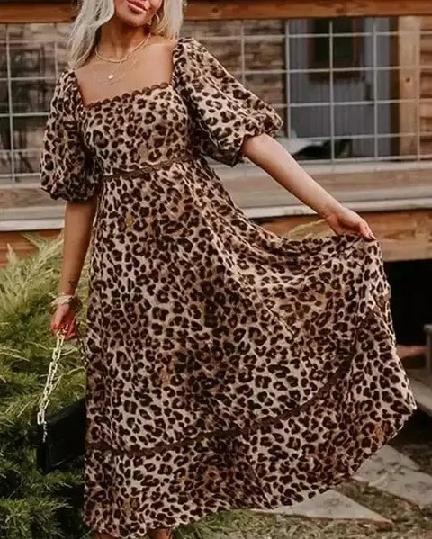 100% polyester means this dress is lightweight, breathable, and perfect for those warm summer days when you want to look effortlessly chic.

The leopard print makes a bold statement, while the bubble sleeves add that fashion-forward drama everyone's talking about. The square neckline? It frames your shoulders beautifully. And that smocked bodice gives you the perfect stretch and comfort all day long.

Turn heads this season. Only £44.09.

#LeopardPrintDress #BubbleSleeveStyle #StatementMaxiDress #SummerFashion #FashionFitz