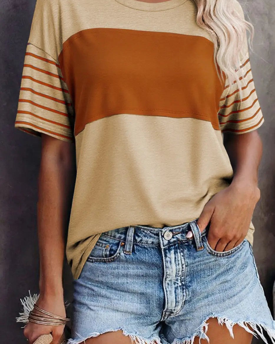 Your wardrobe is calling for something effortlessly cool.

This Women's Color Block Striped Loose T-Shirt is the everyday essential you didn't know you needed. Bold colour blocking meets subtle stripes for a look that feels relaxed yet put-together. The oversized fit flatters every body type, while the premium stretch fabric moves with you all day long.

Four gorgeous shades to choose from — Tan, Mint Green, Laurel Green, and Red Dahlia.

Now at £15.43. Grab yours before they're gone.

#ColorBlockTop #OversizedTee #CasualChic #SummerStyle #WomensFashion