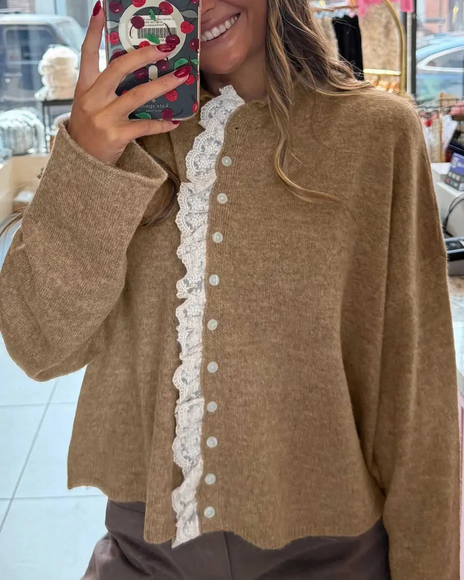 Your everyday layering just got an upgrade.

This taupe cardigan wraps you in soft, feminine comfort with its delicate lace trim detailing. The relaxed fit means you can layer it over anything and feel effortlessly put-together all day long.

Warm, neutral taupe that pairs with your entire wardrobe—from jeans to dresses. Now at £26.05.

#TaupeCardigan #LaceTrimKnit #EverydayLayering #FeminineStyle #AutumnFashion