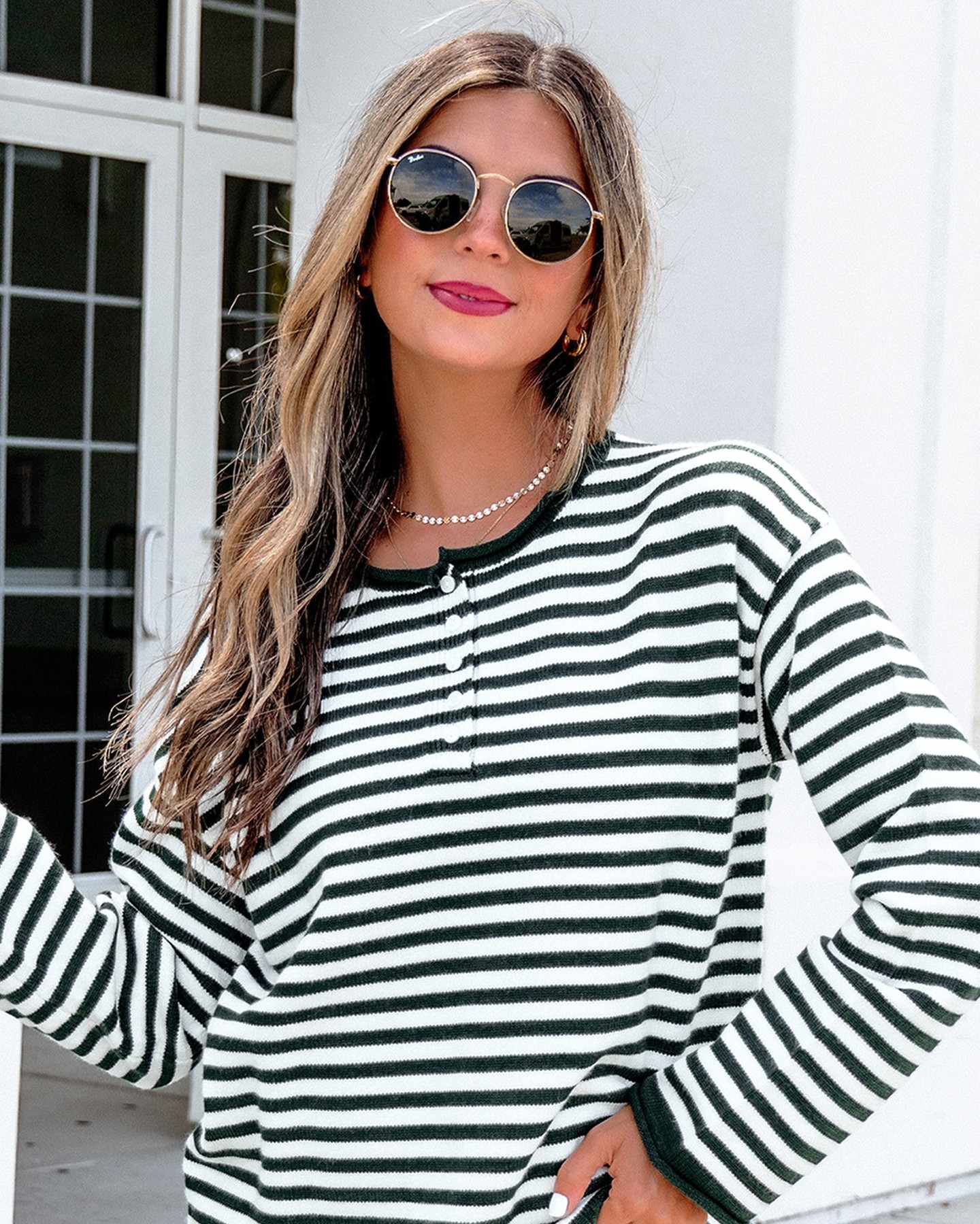 Morning coffee in hand, you reach for that one sweater that just works with everything.

This green striped drop shoulder sweater is the effortless autumn piece you'll live in. The button placket adds polish without the fuss, while the relaxed fit and classic stripe pattern pair seamlessly with your entire wardrobe.

Structured enough to elevate your everyday look, comfortable enough to wear on repeat.

#StripeKnitwear #DropShoulderSweater #AutumnEssentials #CasualStyle #EverydayFashion