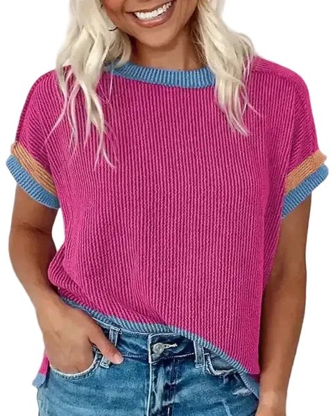 Your everyday tee just got a serious glow-up.

Bright pink meets artisan-quality details with our Textured Contrast Trim Round Neck T-Shirt. The textured fabric feels intentional, while the contrast trim at the neckline and sleeves adds that polished finishing touch that makes you look effortlessly put-together.

Medium stretch keeps you comfortable all day, whether you're running errands or meeting friends. The kind of casual piece that works with everything—and actually makes your basics better.

Now at £19.79 for a top that feels like it costs way more.

#TexturedTee #PinkCasualTop #WomensFashionUK #EverydayStyle #ContrastTrim