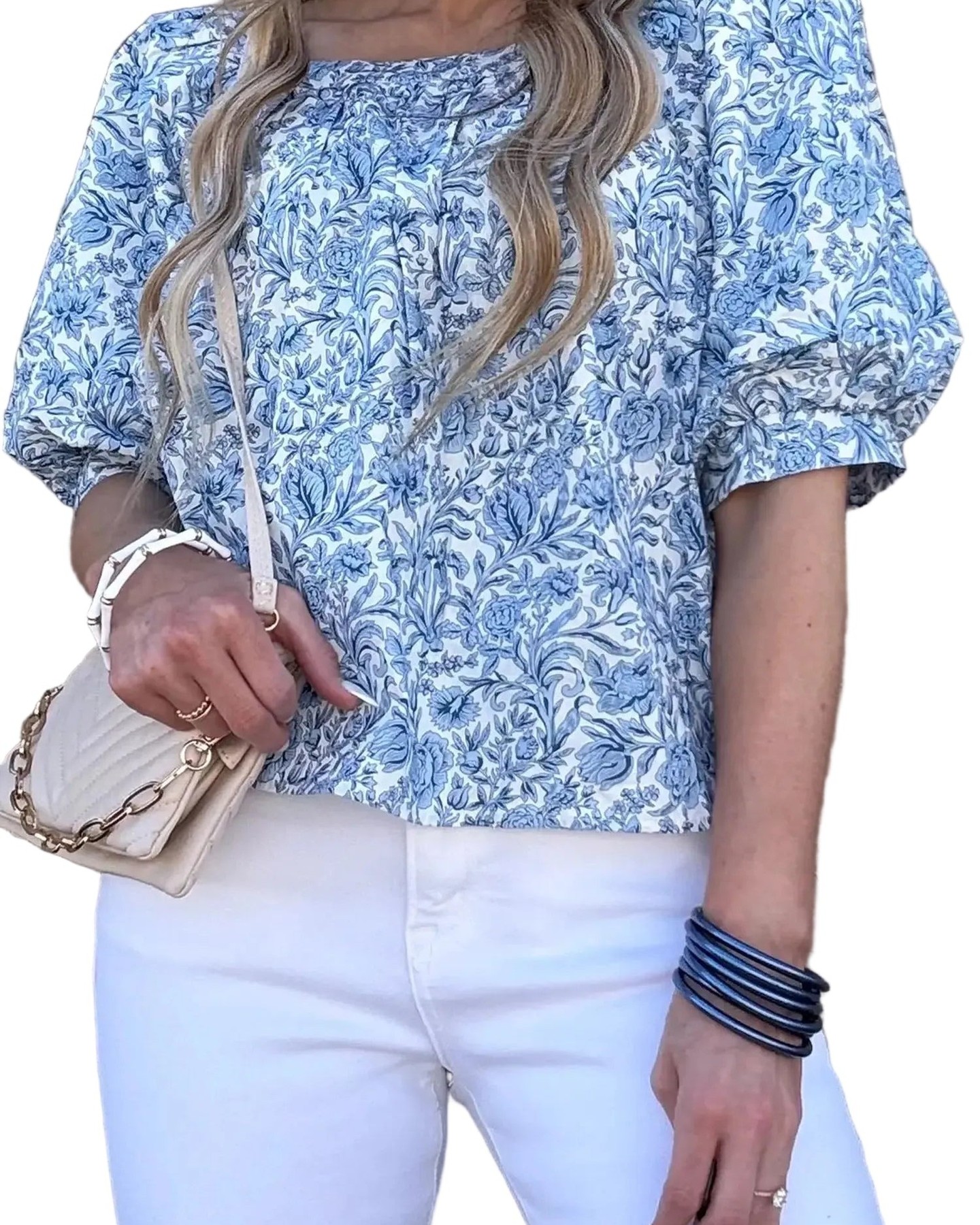 Your wardrobe needs this moment.

The Sky Blue Floral Square Neck Puff Sleeve Blouse brings effortless romance to every occasion. Soft, lightweight 100% polyester hugs you in all the right ways, while delicate puff sleeves and a flattering square neck create that perfectly feminine silhouette.

Perfect for summer garden parties, casual brunches, or whenever you want to feel genuinely beautiful. The pleated detailing and relaxed fit mean you can dress it up or down without a second thought.

Now at £19.25 — your new favourite blouse is waiting.

#SkyBlueFashion #FloralBlouse #PuffSleeves #SummerStyle #WomensFashion