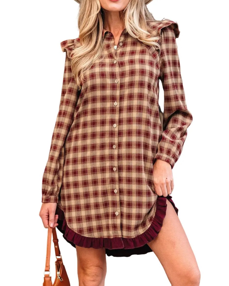 Your wardrobe just got a major glow-up.

This red plaid mini shirt dress is giving bold, giving playful, giving *that girl* energy. The high waist cinches you in perfectly, while the ruffle details add that feminine charm that makes heads turn.

Stretch-blend fabric means you can move, dance, and live in it all day long. Classic check pattern, warm vivid vibes—it's the dress that works for everything from casual coffee dates to nights out.

Only for £40.49 right now.

#RedPlaidDress #MiniDressStyle #PlaidFashion #AutumnStyle #FashionFitz