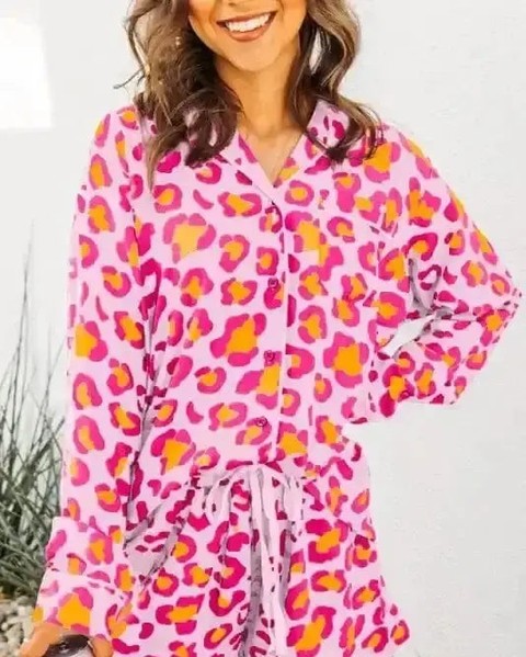 Silk against your skin as you sink into bed—that's the moment the Pink Leopard Satin Pajama Set transforms your nighttime routine into pure luxury.

Crafted from 100% viscose satin, this bold pink leopard print set feels as good as it looks. Breathable, silky-smooth, and undeniably sassy.

#SatinPajamas #LoungewearStyle #PinkLeopardPrint #SleepwearLuxury #WomensFashion