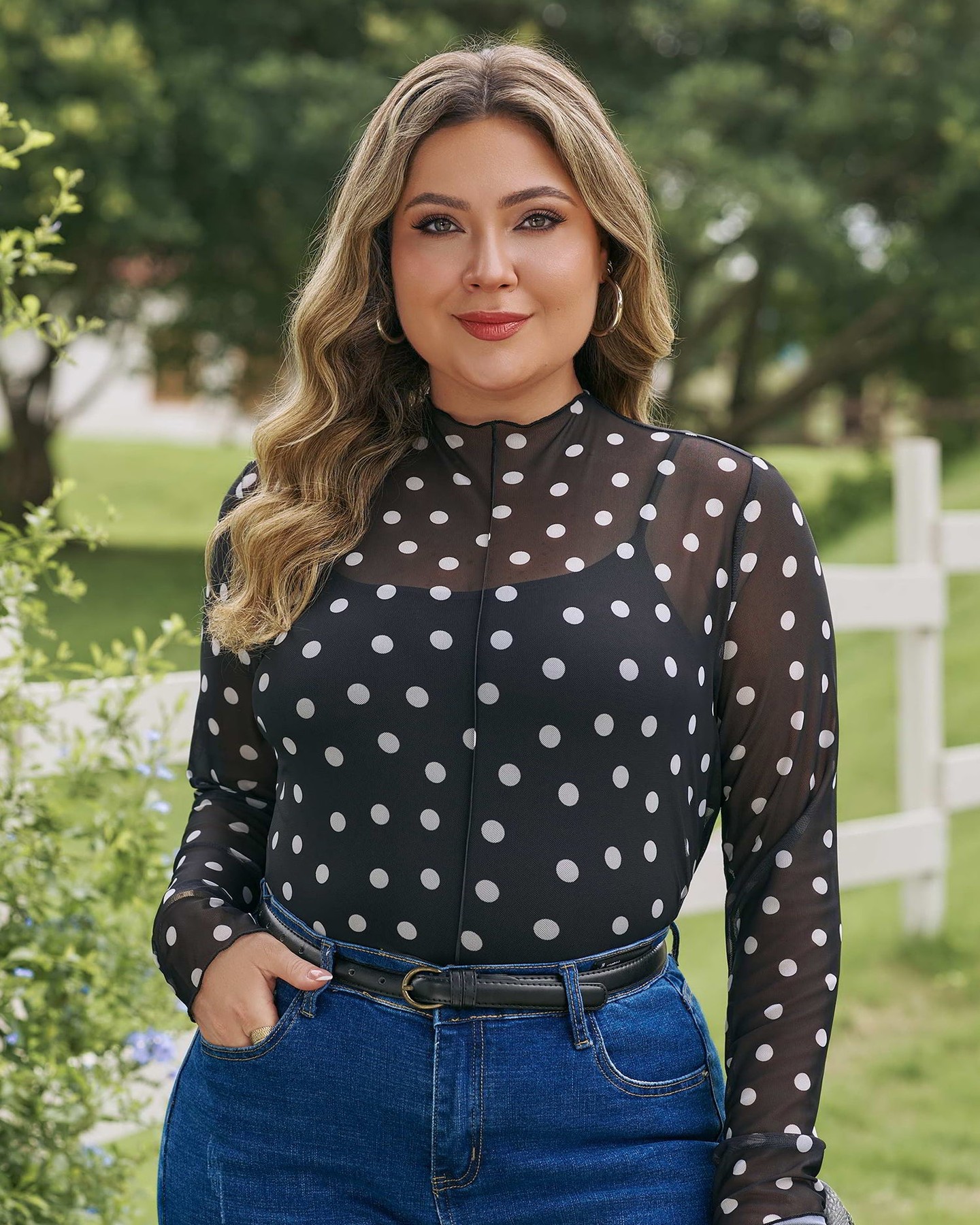 70% of styling magic comes from the right layering piece.

This mock neck polka dot mesh top is your new secret weapon. The sheer mesh fabric creates that effortless, intentional look—perfect for layering over basics or wearing solo for instant edge.

Structured mock neck. Playful polka dot print. Long sleeves for coverage. All in sleek black.

Now at £10.90—grab yours before it's gone.

#PlusSizeStyle #MeshTop #LayeringEssentials #PlusSizeFashion #WomensFashionUK