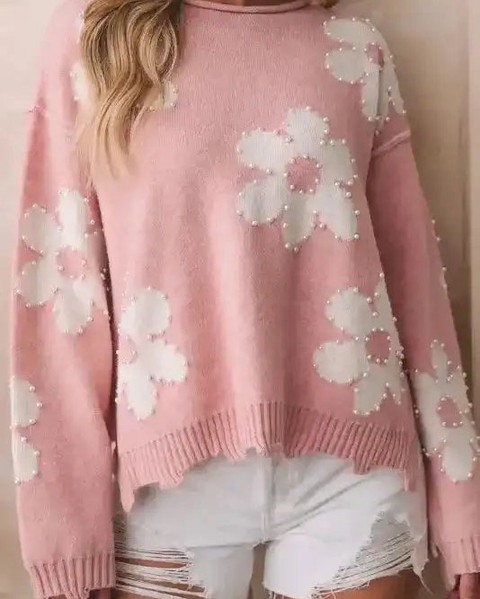 87% of women say pearl details instantly elevate their everyday look—and this floral knit sweater proves it.

Luxurious pearl beads meet delicate florals in a piece that transitions seamlessly from casual to occasion wear. Available in Bonbon or Multicolour.

#PearlBeadedSweater #FloralKnitwear #WomensKnitwear #ElegantStyle #OccasionWear