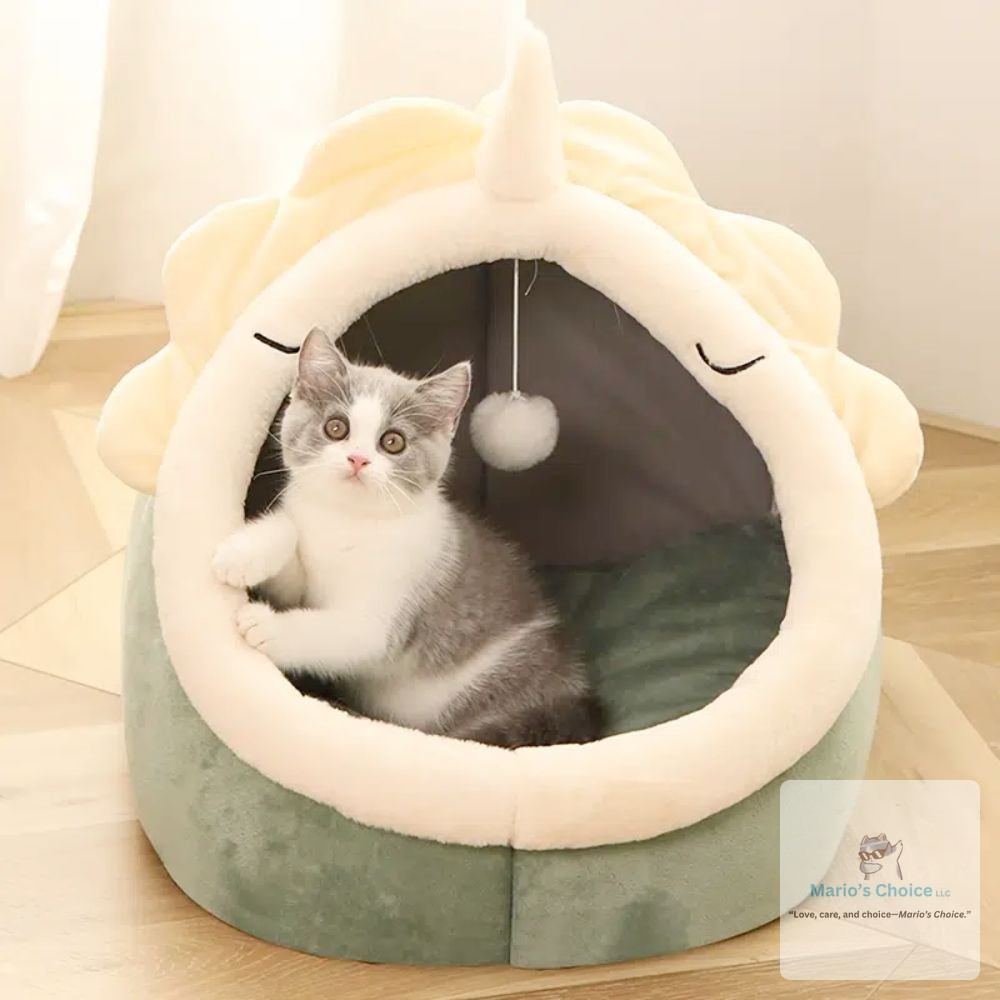 Your pet curls up in their cozy hideaway, toy dangling just within reach.

Soft padding keeps them warm and comfy while the built-in toy keeps them entertained. It's the perfect little nest for cats and small dogs who love their own special space.

#PetComfort #CatBed #DogBed #PetFurniture #CuteAndCozy