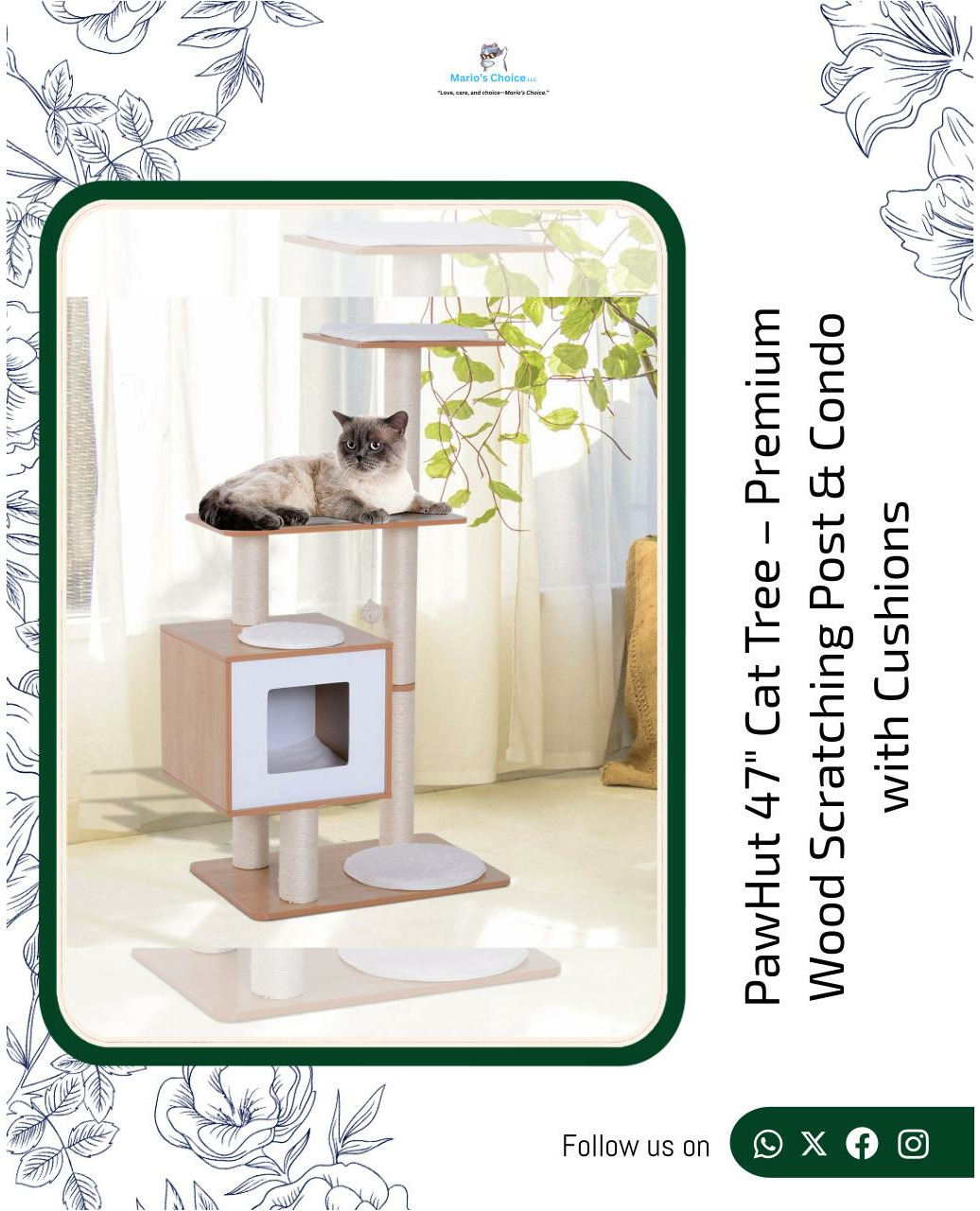 🌟 A happy kitty is just a paw away! 🐾✨ 

Introducing the PawHut 47 Cat Tree—where luxury meets playtime! 🏰 Crafted from premium wood, this stylish scratching post and cozy condo comes with plush cushions for ultimate comfort. It’s the purr-fect retreat for your feline friend, offering hours of fun and a luxurious space to lounge. Elevate your pet's happiness while adding a chic touch to your home decor! 🏡💖 

Don't wait! Treat your furry companion to their dream cat tree for only $169.99. Add it to your cart today before it's gone! 🛒💨 

#CatTree #PawHut #PetLuxury #HappyCats #CatFurniture #FelineFun #HomeDecor #CuddlyCompanions #PetsAreFamily #CatsOfInstagram