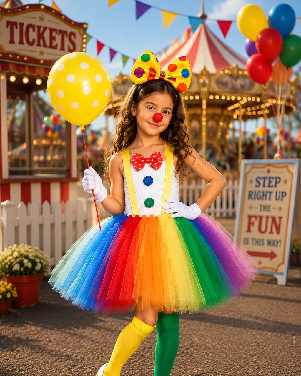 Bright, silly, and full of carnival magic—this clown princess tutu dress is made for little stars who live for playful moments.

Complete with a rainbow tutu, oversized polka-dot bow, white gloves, clown nose, and mismatched colorful socks, every piece is designed to spark joy and imagination.

Whether it's a birthday bash, circus-themed party, or everyday dress-up adventure, this set has all the twirl-worthy magic they need. Available now for $45.99.

Shop the look: https://ssdlr.shop/l/b2bc63b8

✨🎪🦋🎀

#ClownPrincessCostume #CircusBirthday #TutuDressUp #CarnivalMagic #DressUpFun