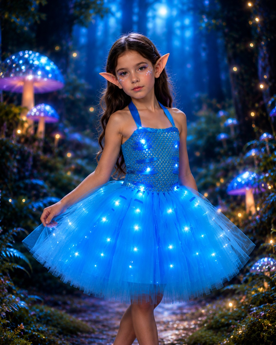 Twirling through an enchanted forest, glowing with every magical step. ✨

This Avatar-inspired LED tutu dress lights up imagination with its shimmering blue layers, sparkling built-in lights, and coordinating elf ears. Perfect for costume days, photoshoots, dress-up adventures, or any moment that calls for a little forest magic.

Shop the look:
https://ssdlr.shop/l/3ad1f330

#EnchantedForestMagic #LEDTutuDress #FantasyCostume #LittleDreamers #DressUpMagic