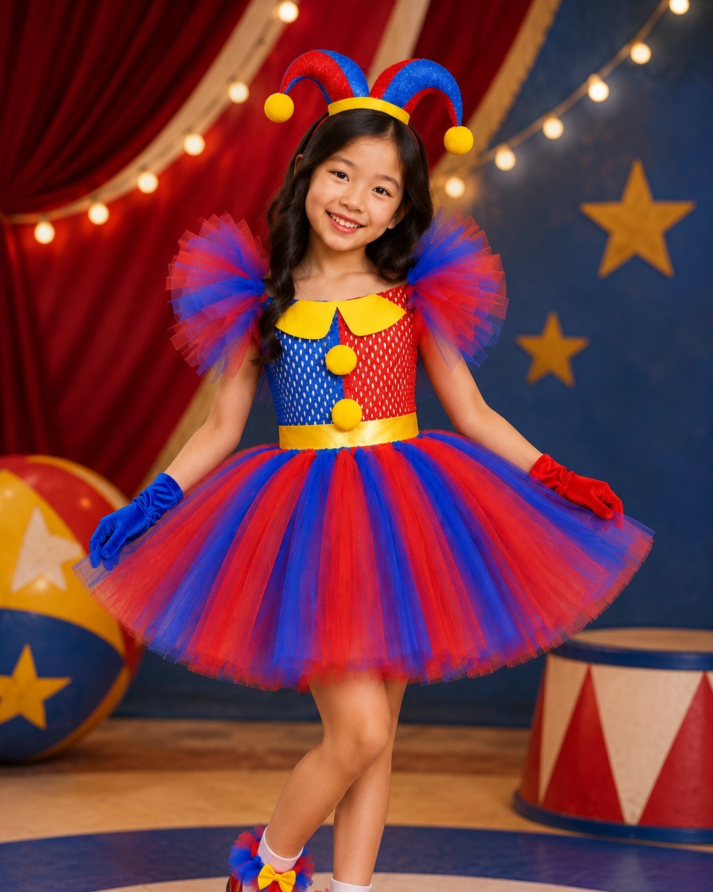 3 pieces of pure circus magic in one set! 🎪

This Pomni tutu dress comes complete with the jester headband and gloves—everything little dreamers need to step into the spotlight. Twirl-worthy details and vibrant colors make every moment feel like opening night at the greatest show on earth.

Perfect for Halloween, birthdays, or just because the adventure calls.

https://ssdlr.shop/l/28277724

#PomniCostume #CircusMagic #TutuDressUp #KidsHalloween #DressUpMagic